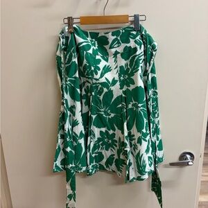 Floral Green and White Women's Skirt